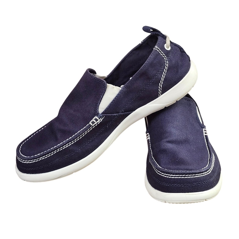 Crocs Santa Cruz Mens Blue Canvas slip-on loafers Sz 10‎